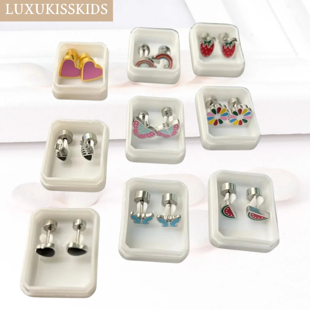 Cute Acrylic Animal Stud Earrings | Surgical Steel Hypoallergenic Earrings for Women and Girls