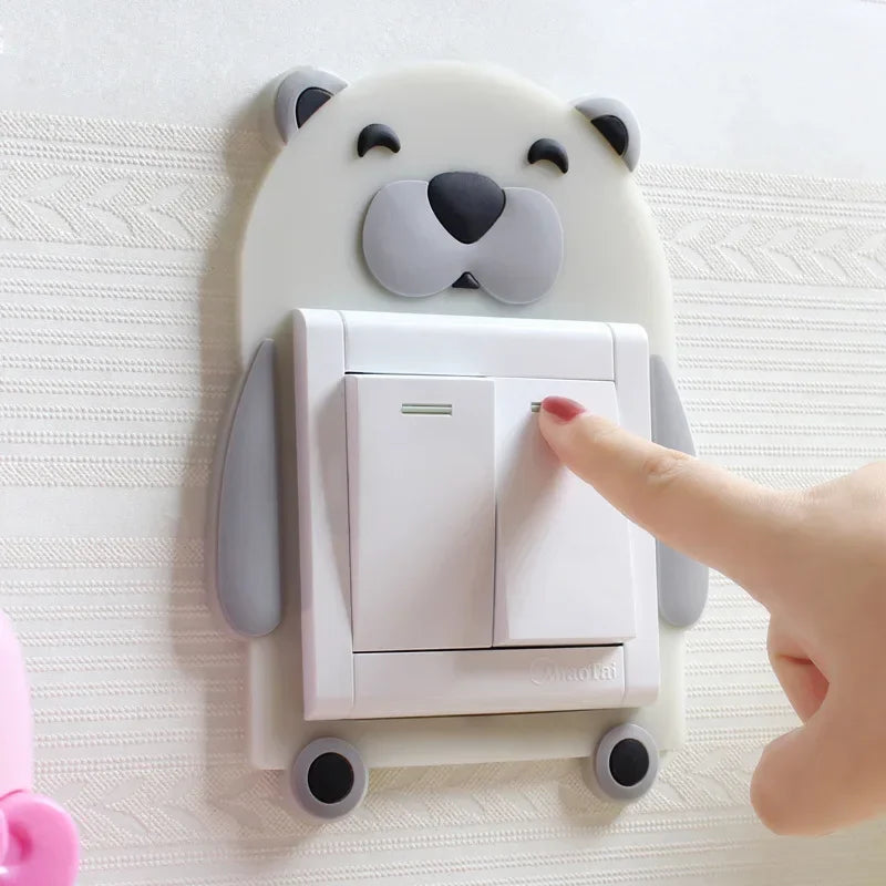 Luminous Silicone Switch Cover | Kawaii Cartoon Animal 3D Sticker for Kids Room