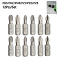 25mm Cross Bits Set | Hex Shanked Anti-Slip Magnetic Screwdriver Bits