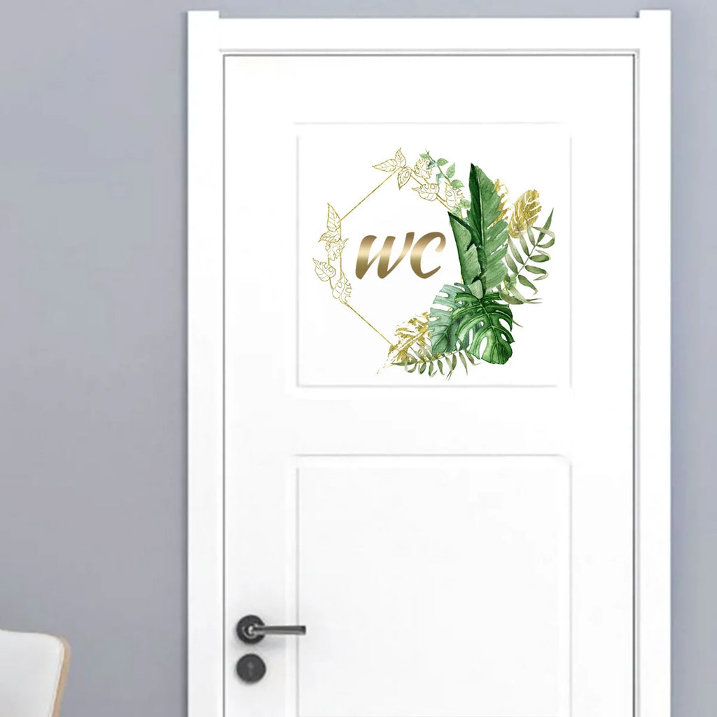 Green Plants WC Wall Sticker | Waterproof Vinyl Bathroom Decoration