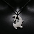 Tribal Hammerhead Shark Bone Pendant Necklace | Hand Carved Maori Amulet Jewelry