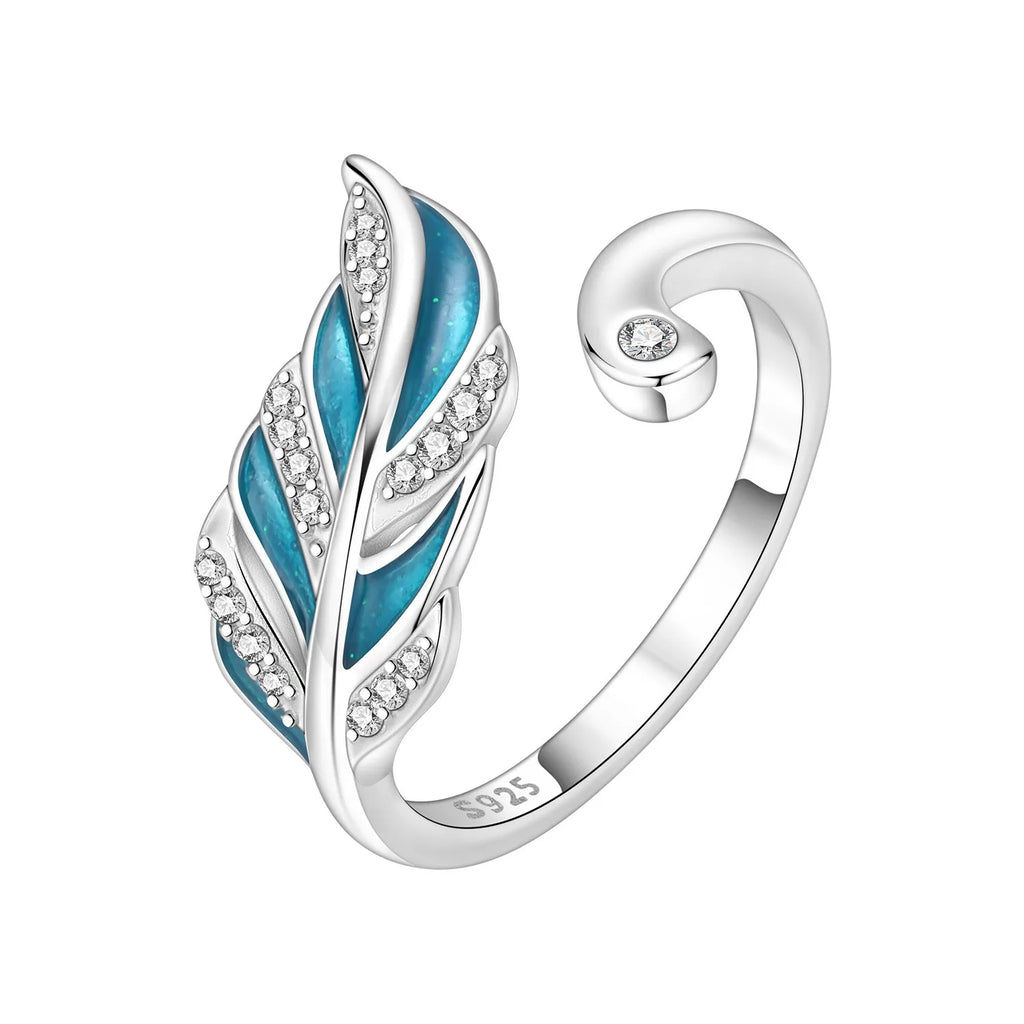 925 Sterling Silver Open Ring Adjustable Mermaid Heart Zircon Ring | Women's Fine Jewelry