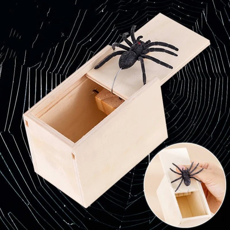 Trick Spider Funny Scare Box | Wooden Prank Toy for Office Gags