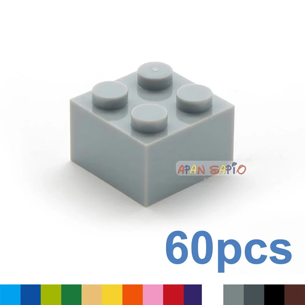 60pcs DIY Building Blocks Thick Figures Bricks 2x2 Dots | Educational Creative Toy for Children