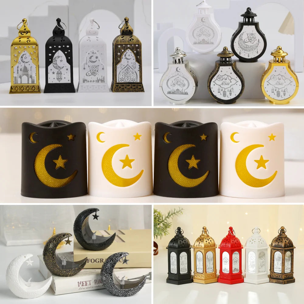 LED Star Moon Candlestick Light | Ramadan Decoration with Castle Wind Lamp