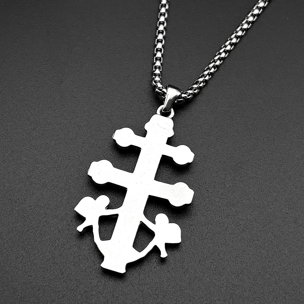 Catholic INRI Caravaca Cross Jesus Crucifix Pendant Necklace | Stainless Steel Gold Color Jewelry Gift