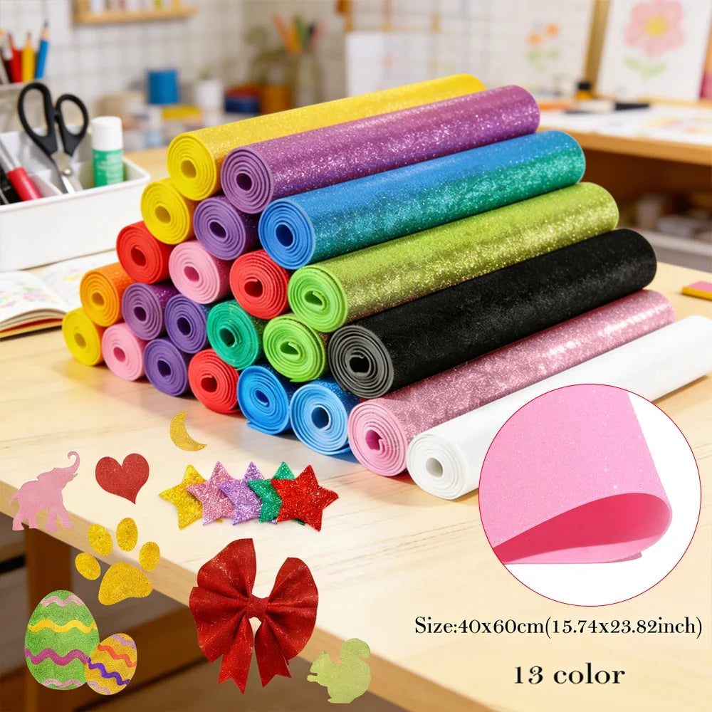 Glitter EVA Foam Sheet 40x60cm | Self-Adhesive Sparkly Foam Paper for DIY Crafts and Decor