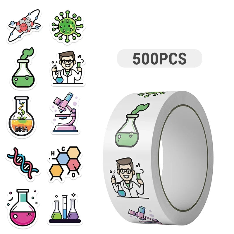 500PCS Chemistry Biology Experiment Decals | Waterproof Vinyl Science Stickers for Lab