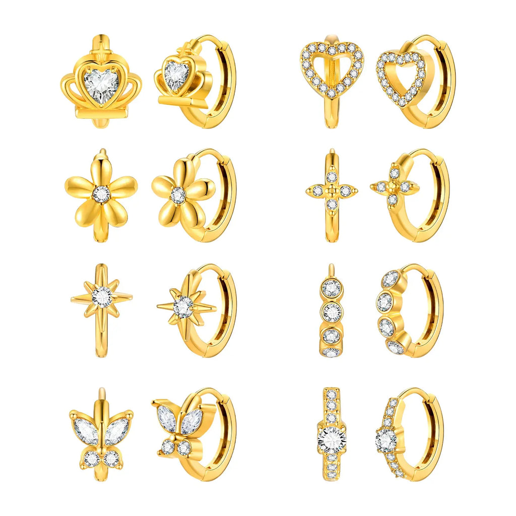 Heart-Shaped Zircon Earrings for Women | Stainless Steel Gold Hoop Earrings