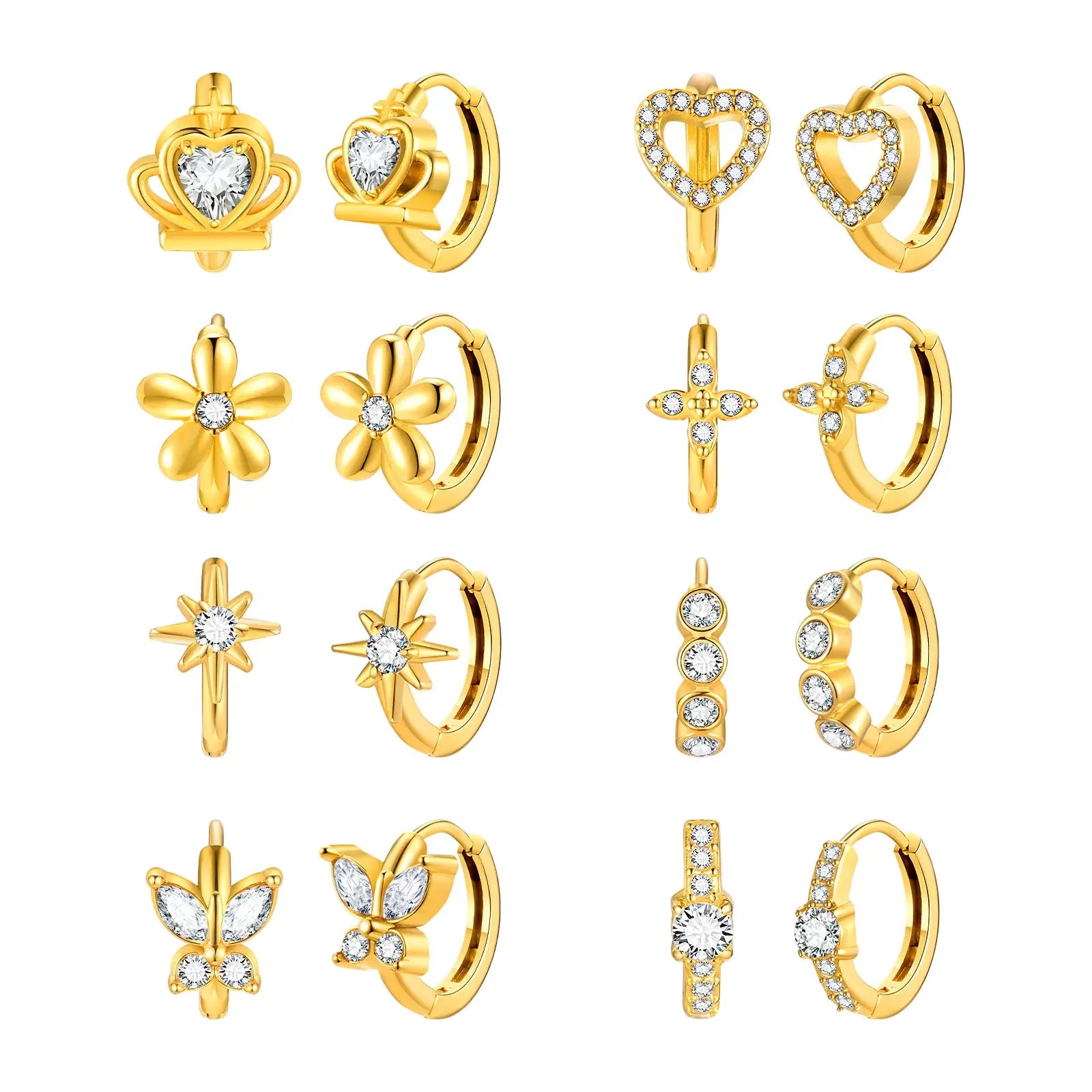Heart-Shaped Zircon Earrings for Women | Stainless Steel Gold Hoop Earrings