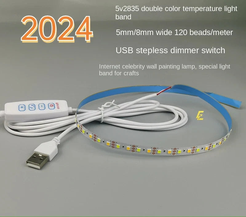 5V USB Light Painting Strip | Two-Color Temperature LED with Stepless Dimming
