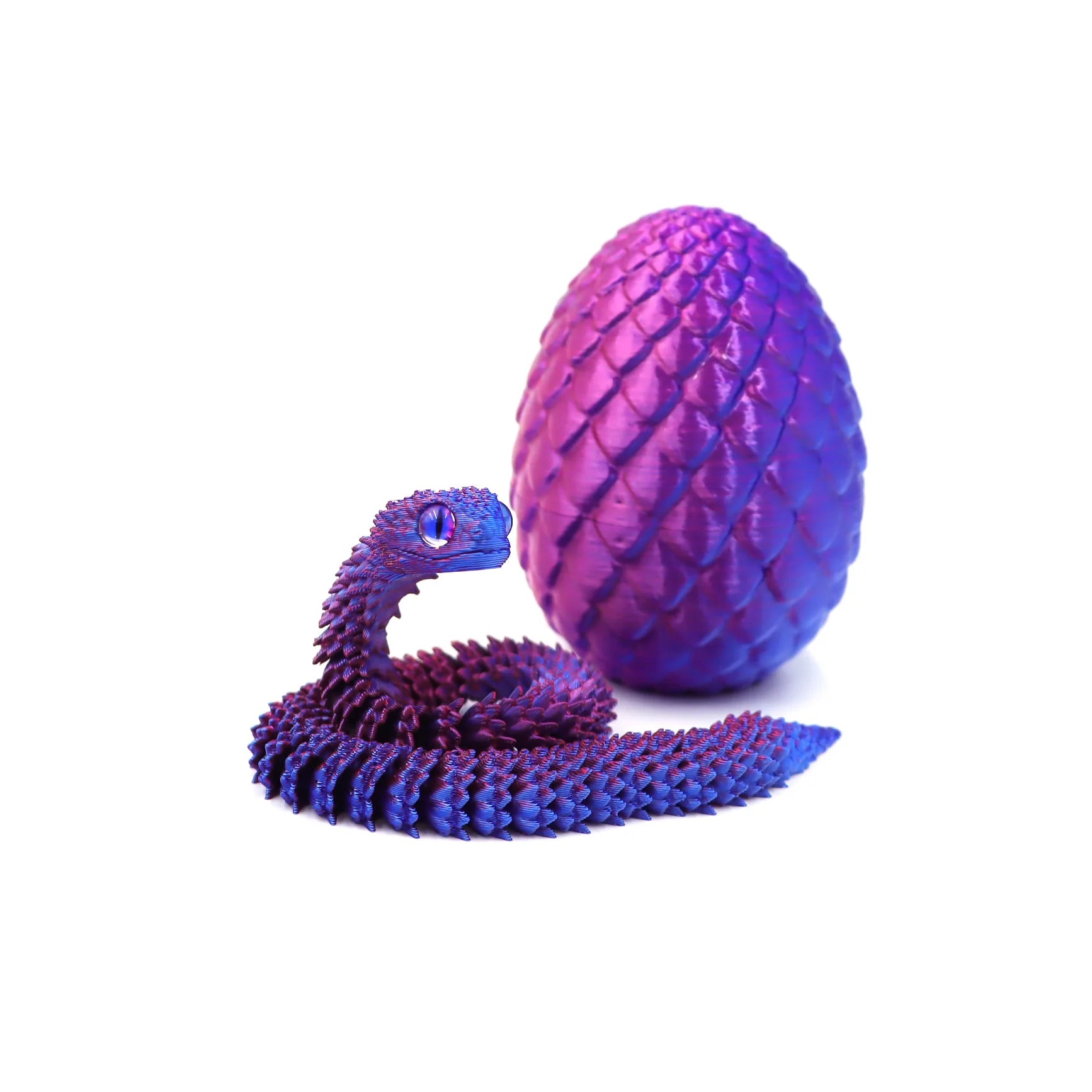 Articulated 3D Printed Snake with Egg | Desktop Decor Fidget Toy
