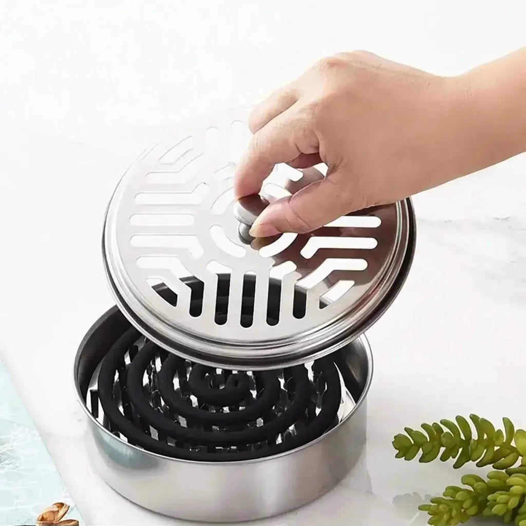 Mosquito Coil Holder with Cover | Portable Insect Repellent Rack for Home and Camping