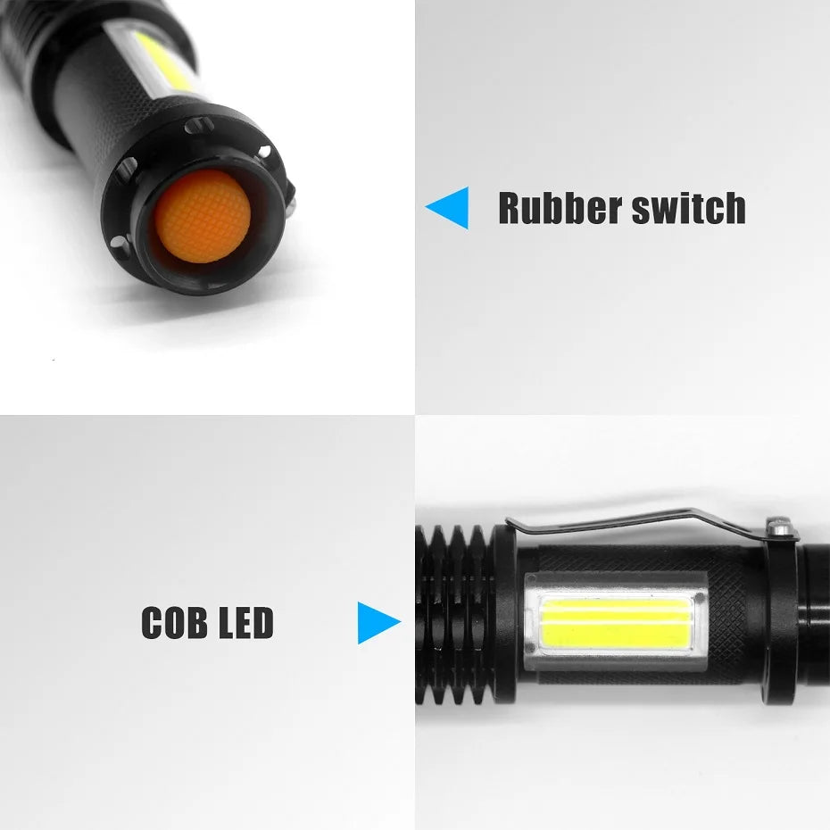 4 Modes Portable LED Flashlight | Zoomable Torch for Outdoor and Emergency Use