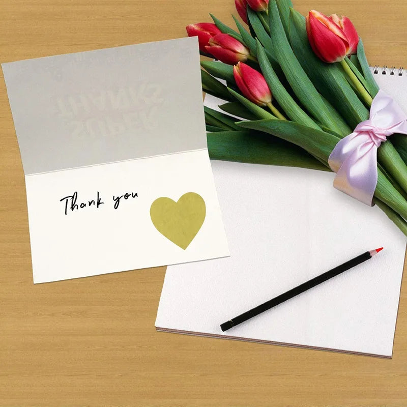 100-500PCS Thank You Stickers | Heart Shaped Merci Labels for Packaging and Gifts