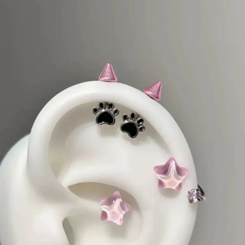Cat Paw Devil Stud Earrings | Gothic Y2K Punk Earring Accessory