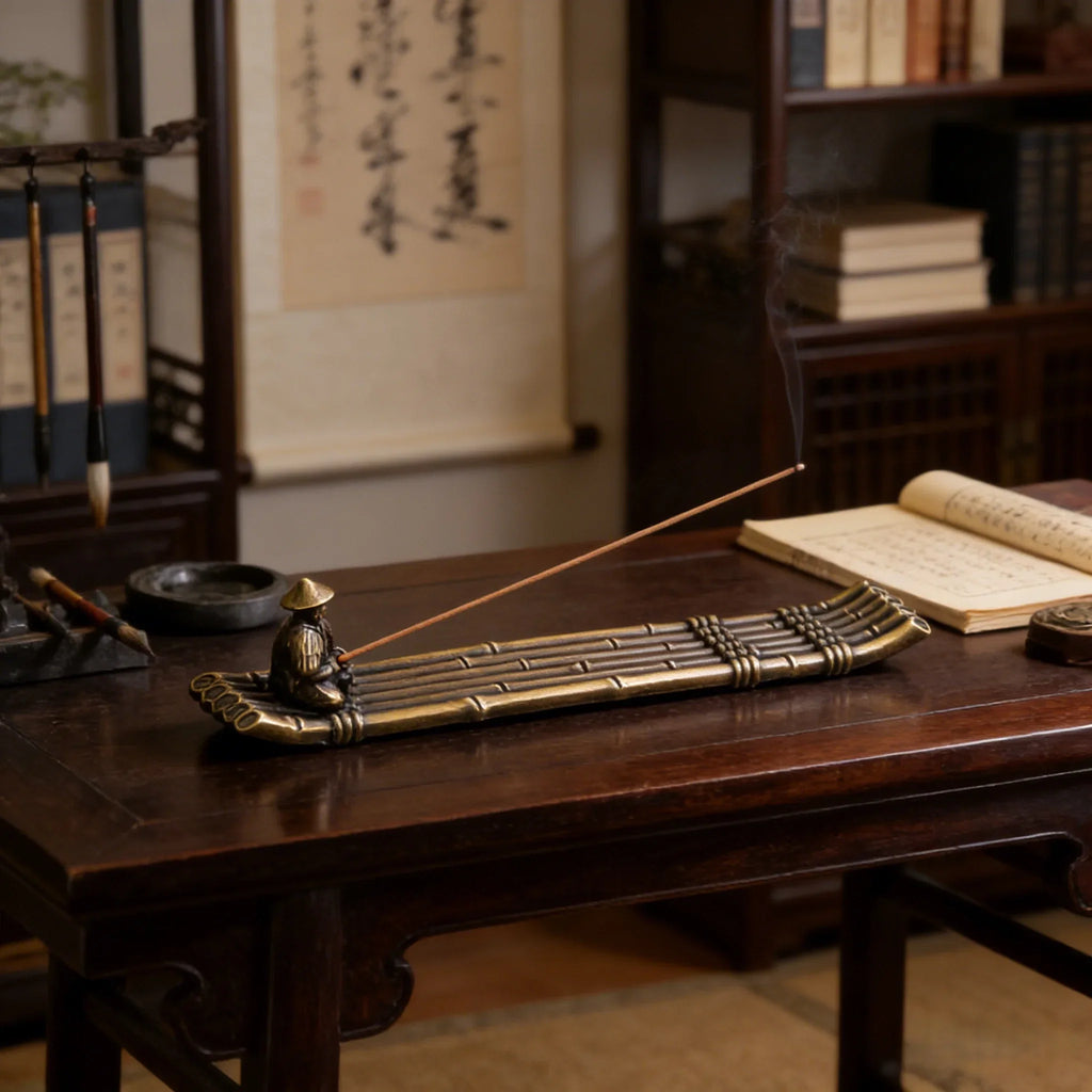 Creative Incense Holder Boat | Old Men Fishing Japanese Style Incense Stick Burner