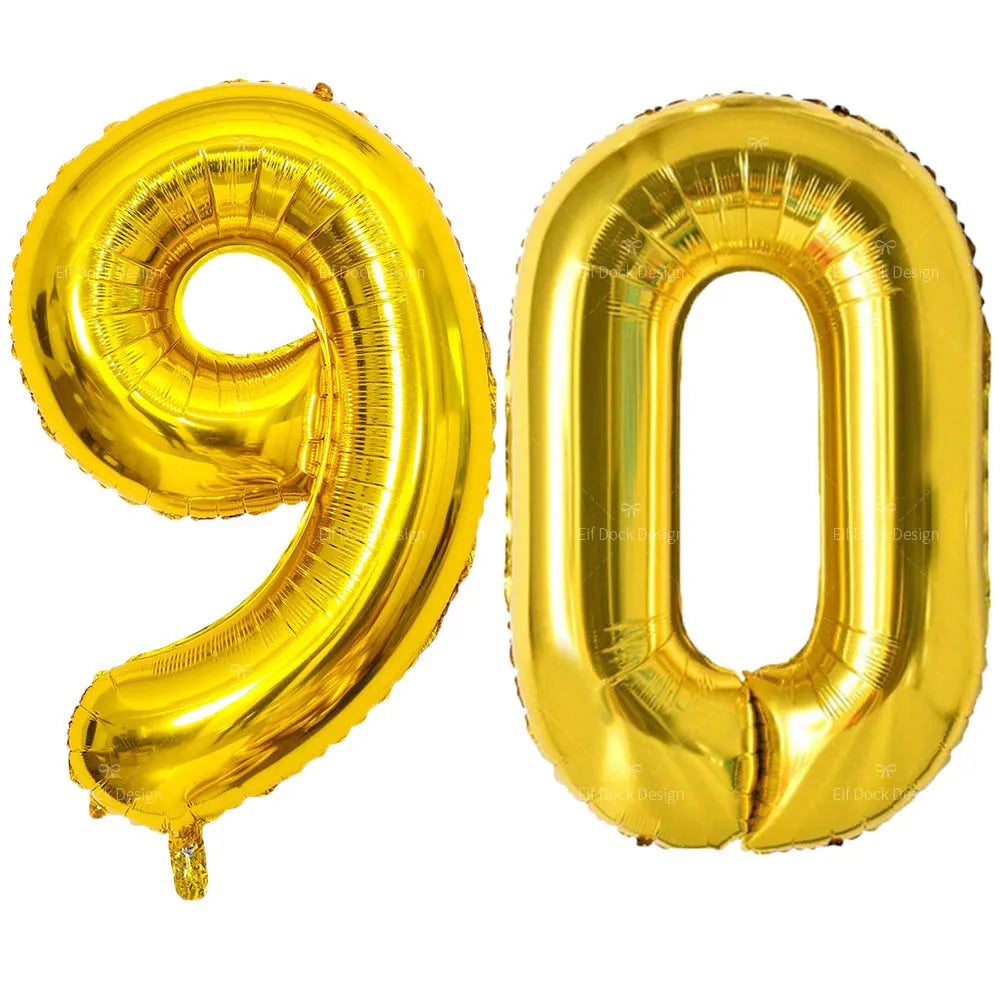 Gold Number Balloons for Milestone Birthdays | Large 40 Inch Foil Set