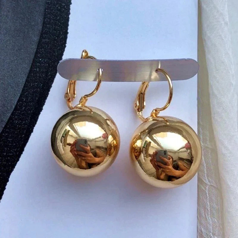Smooth Ball Drop Earrings for Women | Creative Gold White Rosegold Dangle Jewelry
