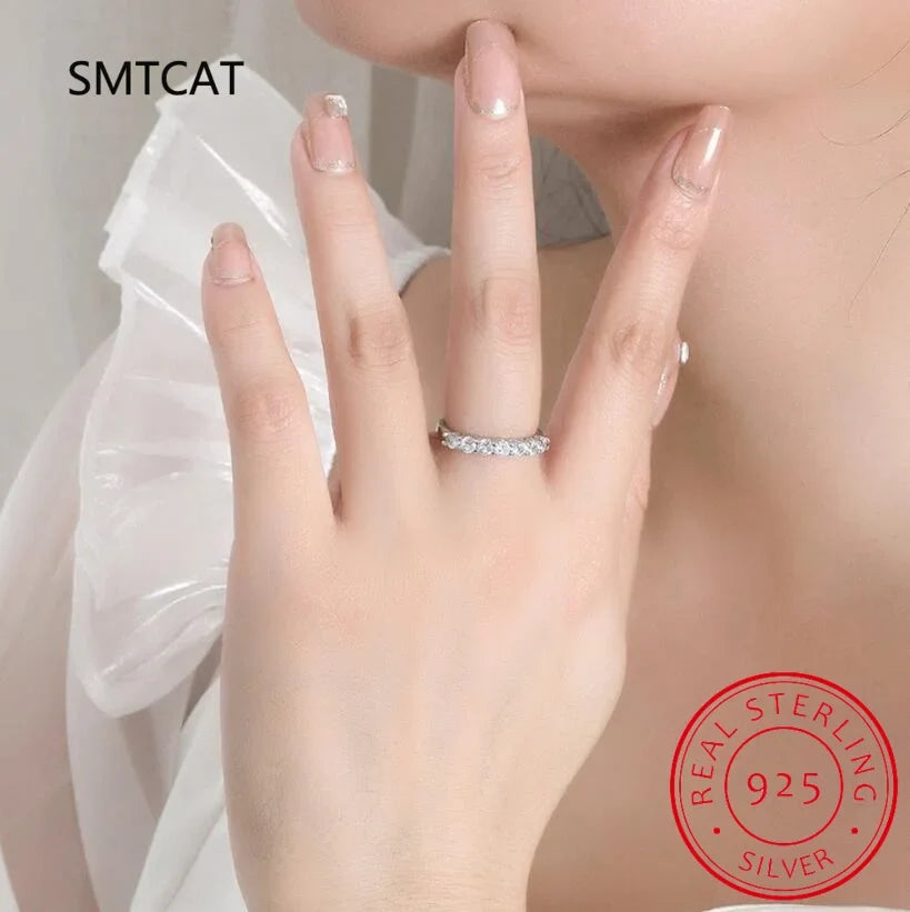 Moissanite Wedding Ring for Women | S925 Sterling Silver White Gold Plated Bridal Band