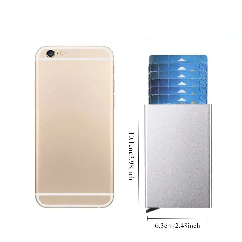 RFID Blocking Metal Wallet | Slim Pop Up Card Holder for Men and Women