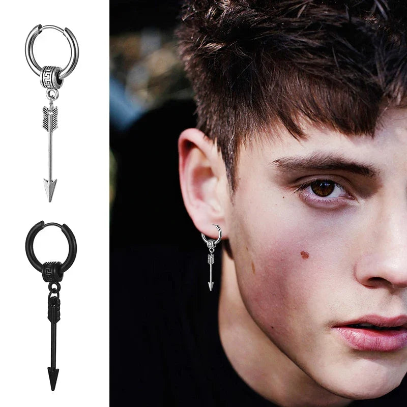 2pc Punk Stainless Steel Arrow Stud Earrings | Unisex Gothic Jewelry