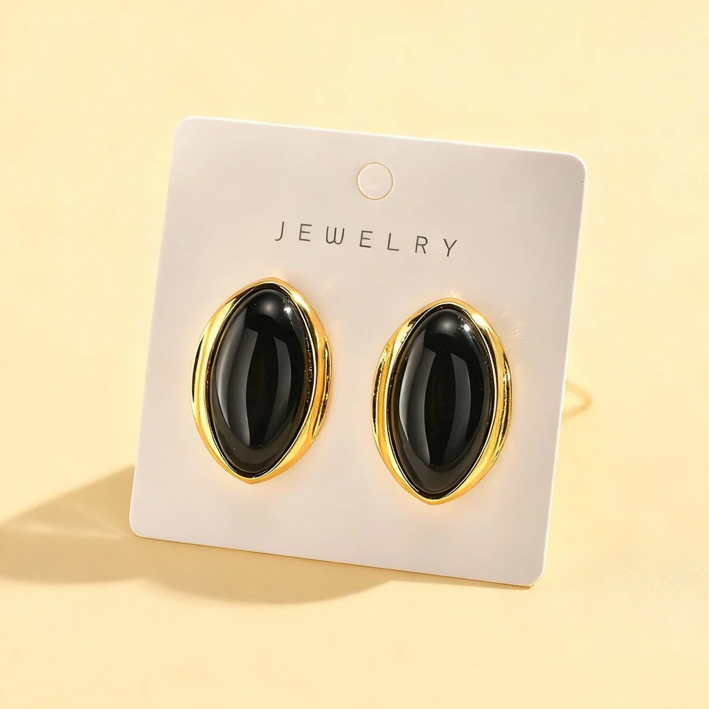 Exaggerated Retro Geometric Ellipse Stud Earrings | Personality Oval Dangle Jewelry for Women