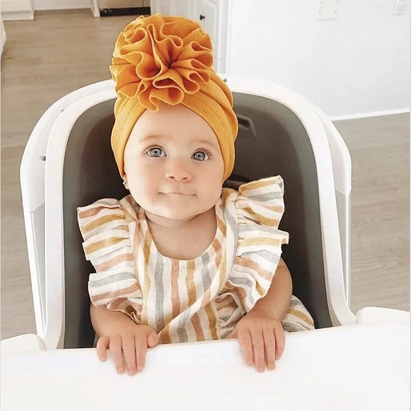 Baby Girl Turban Hat | Lovely Flower Soft Cap for Newborn Photography