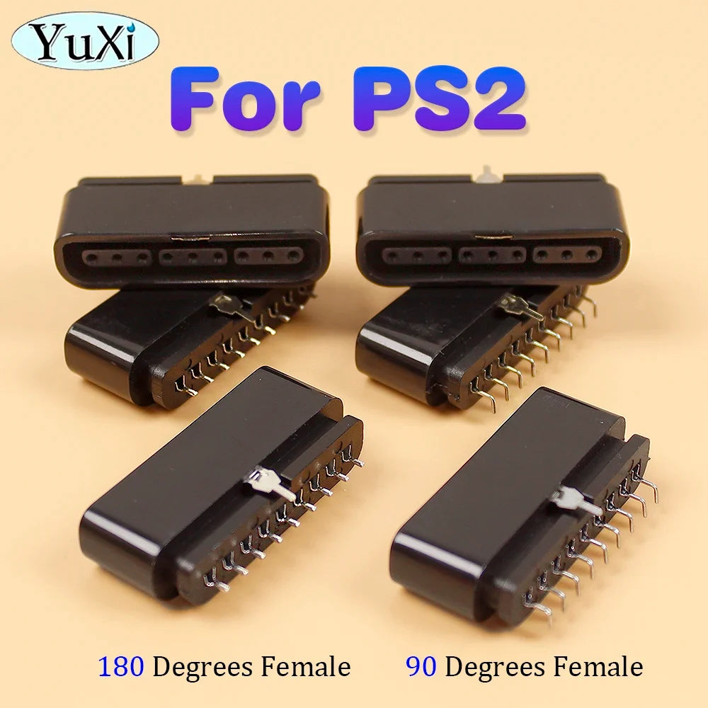 90 180 Degree Interface Female Socket 9 Pin Slot Connector | Replacement Part for PlayStation 2 Console