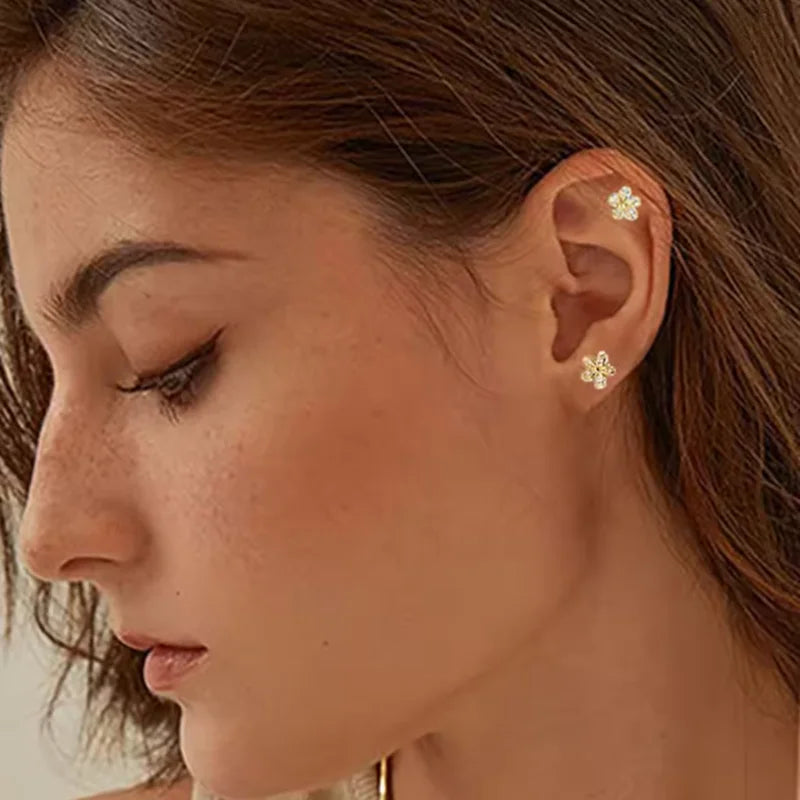 Heart Stud Earrings for Women | Hypoallergenic Screw Back Piercing Jewelry