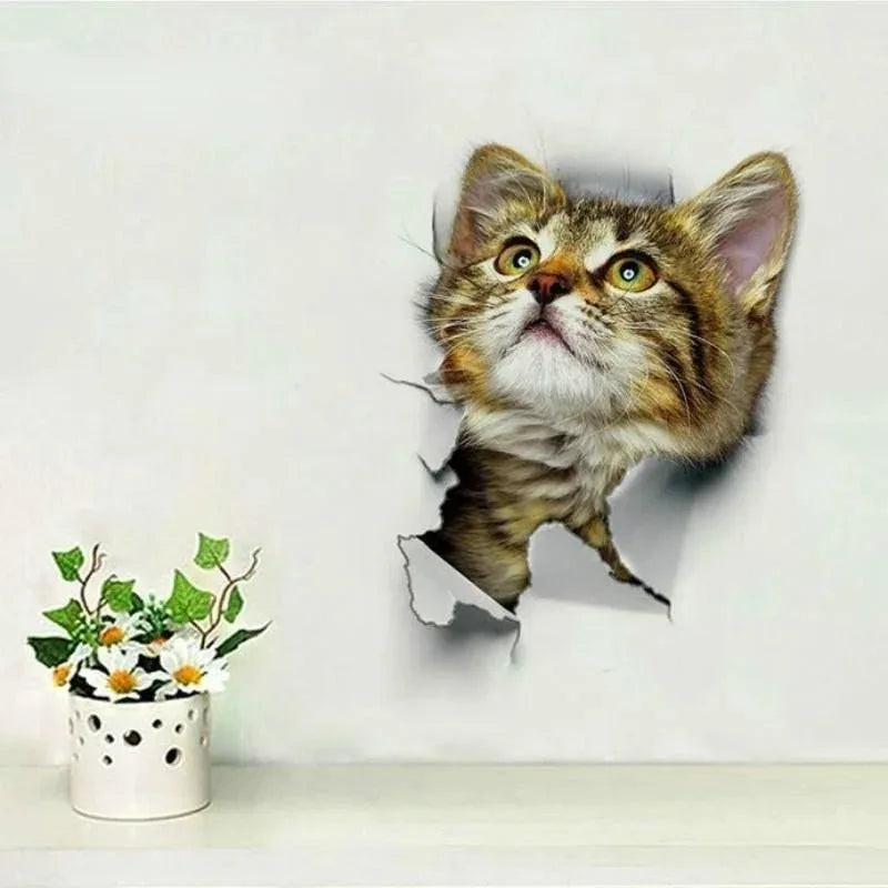 3D Cute Cat Wall Stickers | Self-adhesive Removable Wallpaper for Kids Room Living Room Bedroom Bathroom