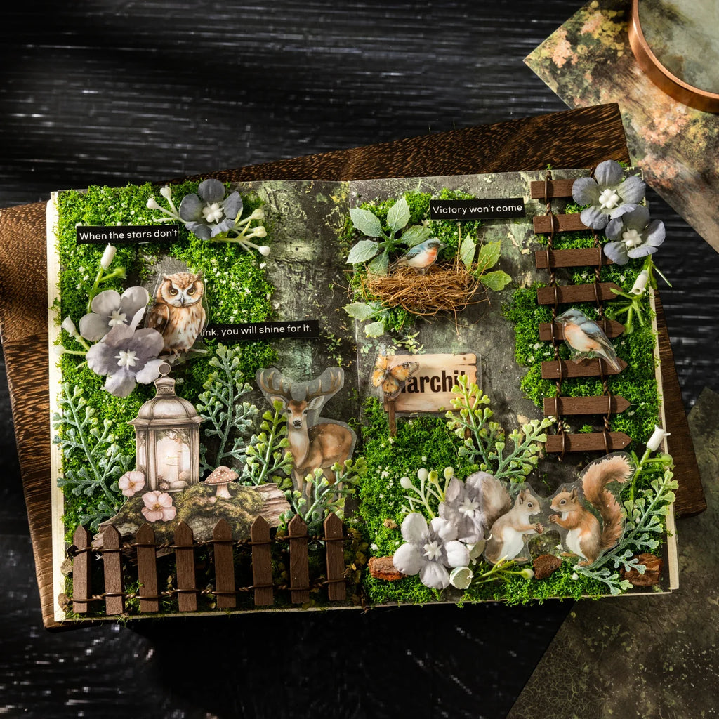16 Sheets Nature Green Moss Theme Specialty Paper | Scrapbooking and Card Making Paper Pack