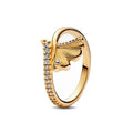 Gold Sun Heart Bow Ring | 925 Sterling Silver Zircon Ring for Women