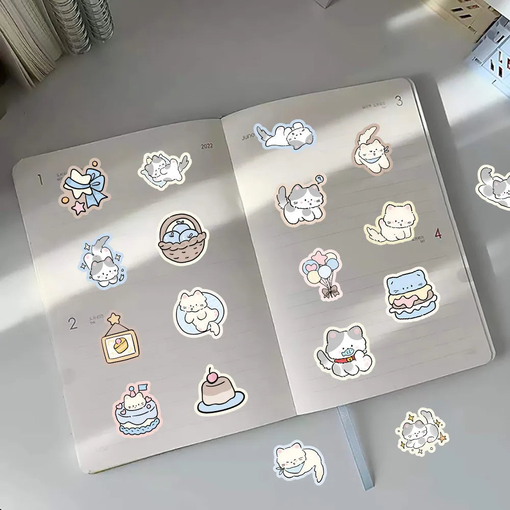 50 Cute Kitten Graffiti Stickers for DIY Decoration | Lazy Cat Vinyl Decal Pack
