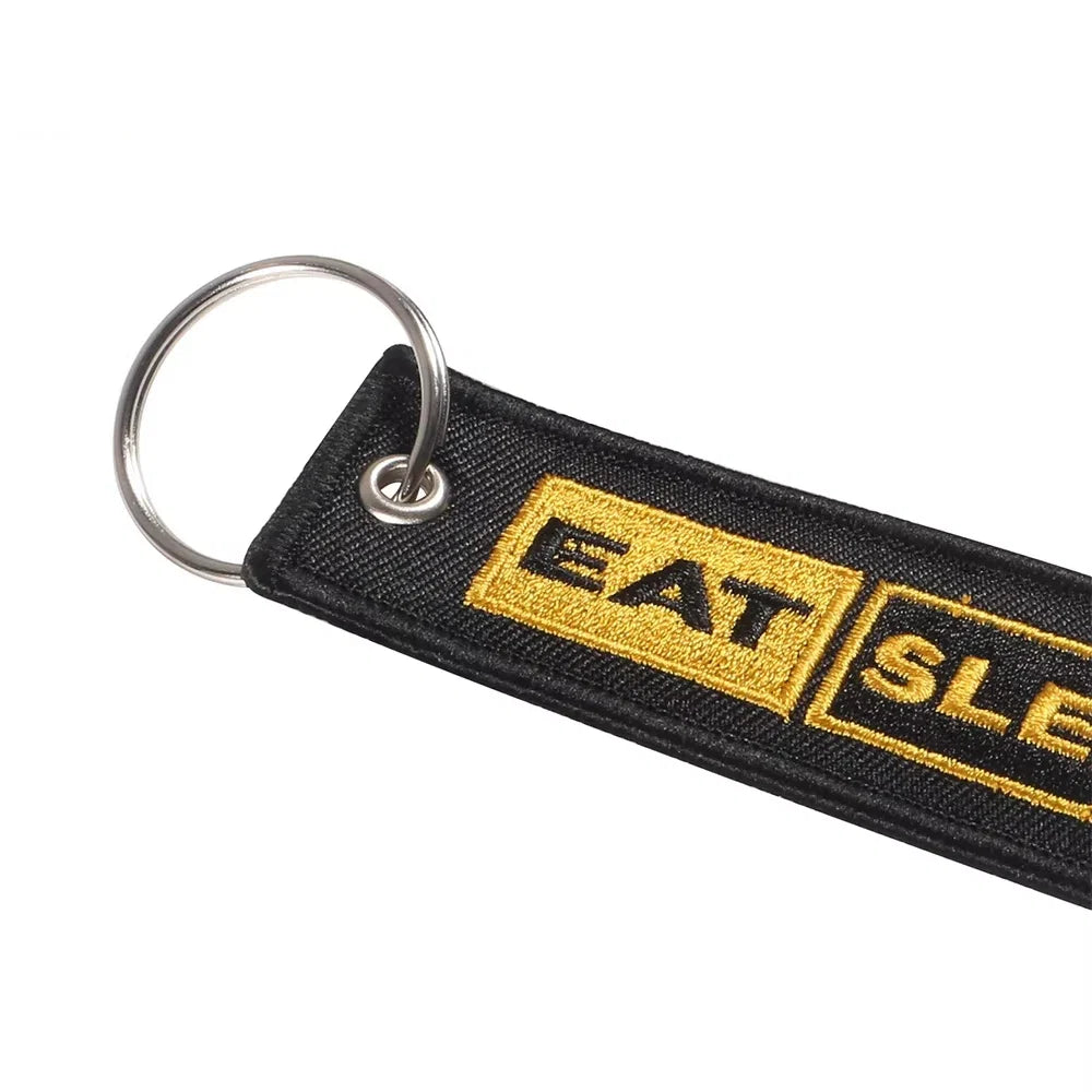 5 PCs Embroidery Eat Sleep Fly Keychains Key Ring | Aviation Pilot Gift Set