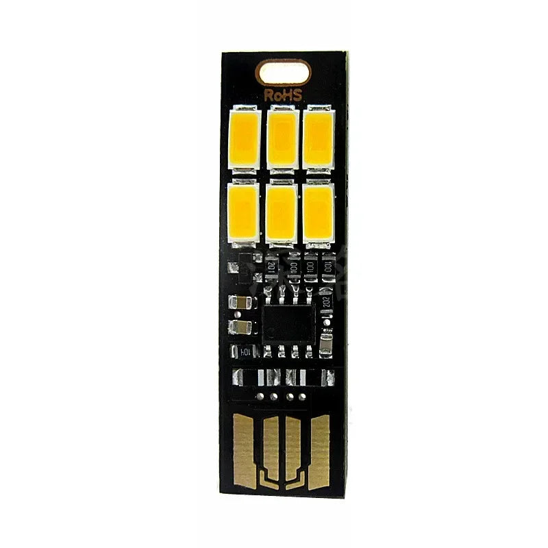 Mini USB Card Light | 6 LED Touch Dimming Keychain Night Light