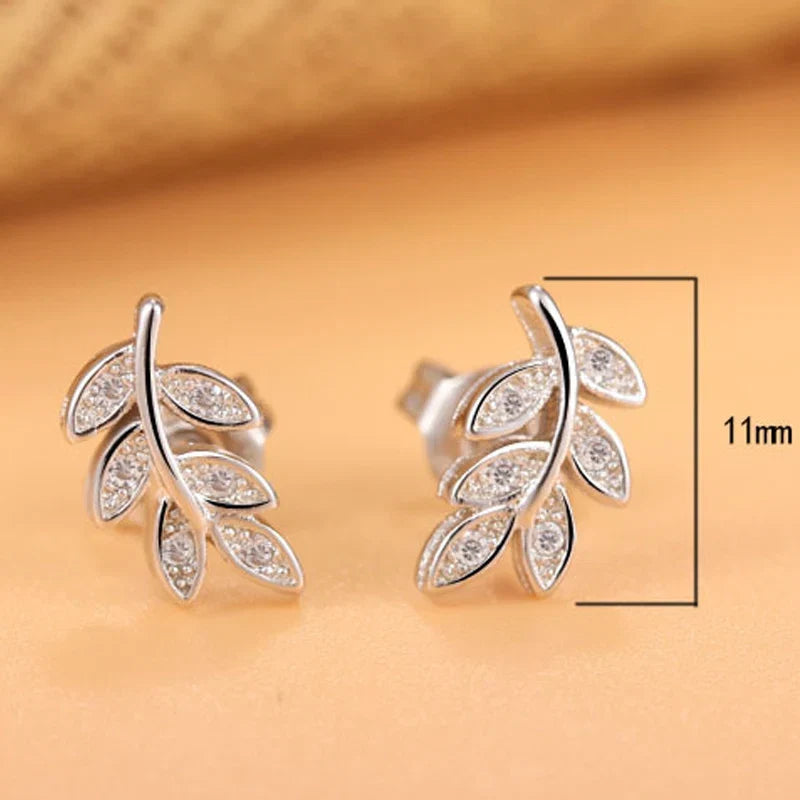 925 Sterling Silver Leaf Stud Earrings | Elegant Fine Jewelry for Women