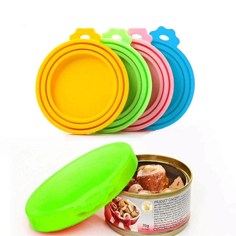 2PCS Reusable Silicone Pet Food Can Cover with Spoon | Airtight Can Lid for Dog and Cat Food Storage