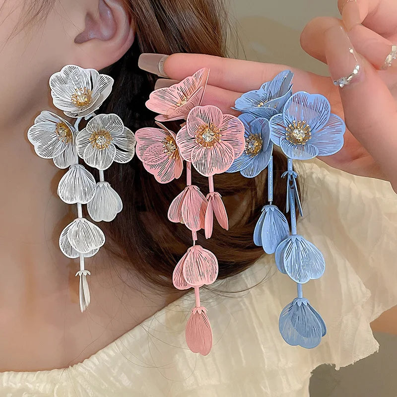 Flower Petal Tassel Earrings | Lightweight Acrylic Drop Earrings
