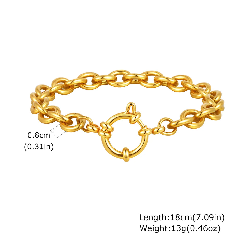 Vnox Square Chain Bracelet | Gold Stainless Steel Round Bubble Link Jewelry for Women
