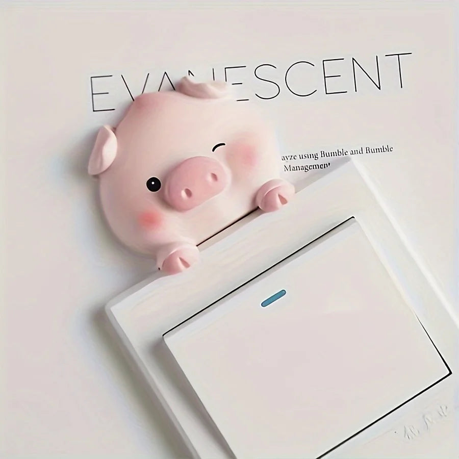 3D Cartoon Pig Light Switch Cover | Sweet Pink Animal Wall Decor