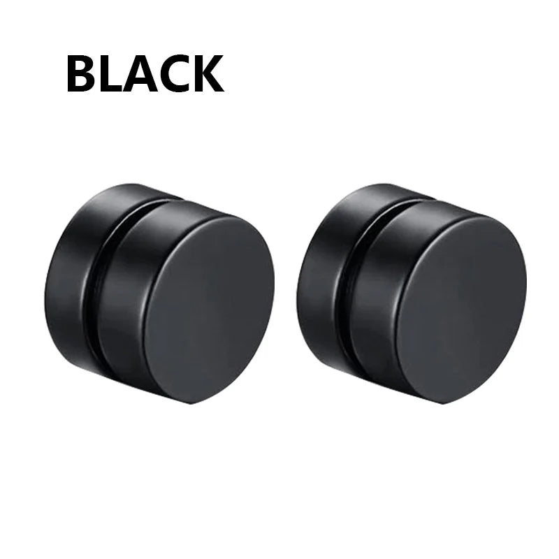 Mens Fashionable Clip On Earrings Set | Non Piercing Magnet Zircon Stainless Steel