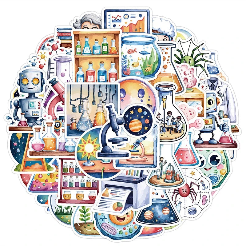 50PCS Natural Sciences Stickers Pack | Chemistry, Biology, Physics Decor for Classroom