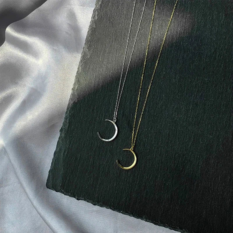 Moon Pendant Necklace | Minimalist Gold Silver Charm Jewelry for Women