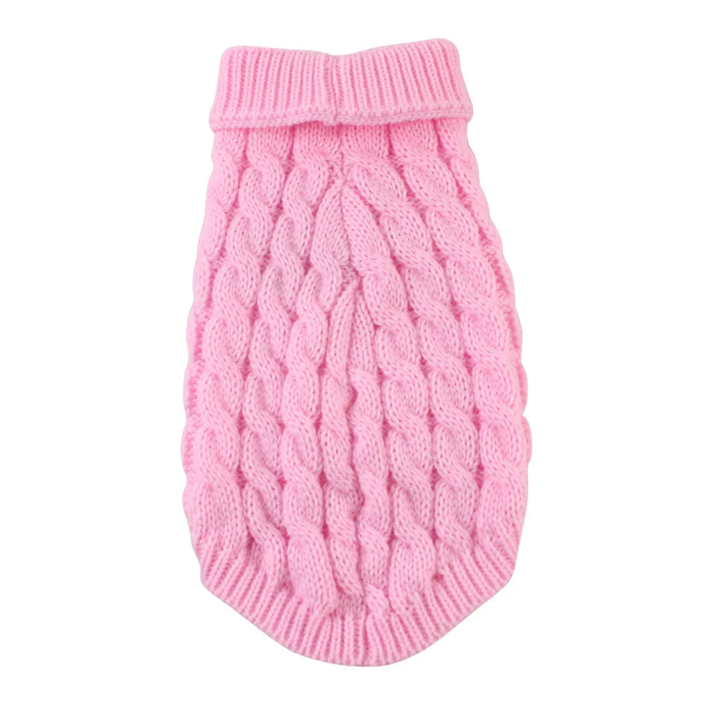 Classic Solid Knit Dog Sweater | Warm Winter Pullover for Small Breeds