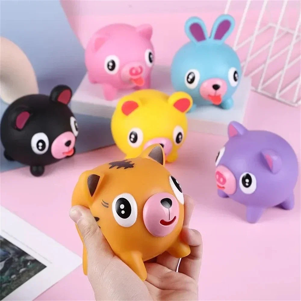Screaming Pigs Squeeze Animal Ball | Squeaky Stress Relief Toy