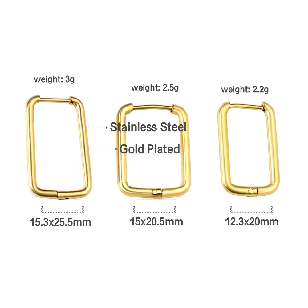 LUXUSTEEL U-Shaped and Geometric Hoop Earrings | Anti-Allergy Stainless Steel Earrings for Women and Men