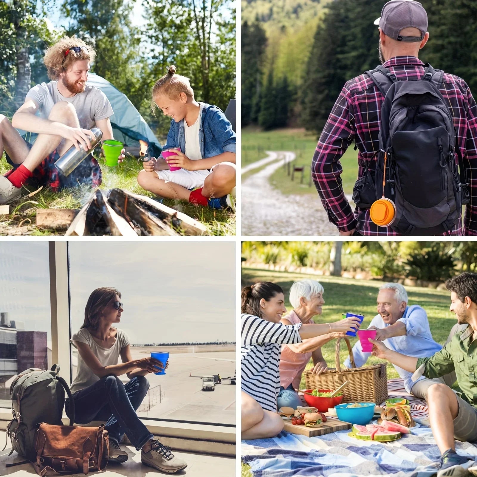 Silicone Collapsible Travel Water Cup | Portable Camping Mug with Lid