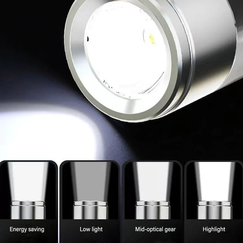 Mini Keychain Flashlight Type-C Fast Charging IP66 Waterproof Torch Lamp With Magnet Multifunction Warning Camping Flashlight | Compact EDC LED Light