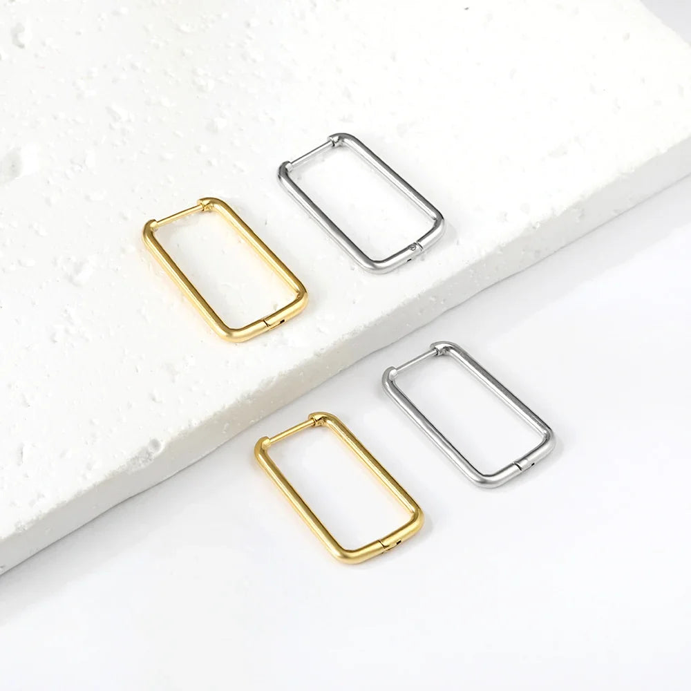 LUXUSTEEL U-Shaped and Geometric Hoop Earrings | Anti-Allergy Stainless Steel Earrings for Women and Men